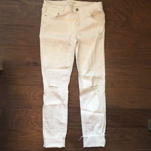 Zara Trafaluc white distressed jeans